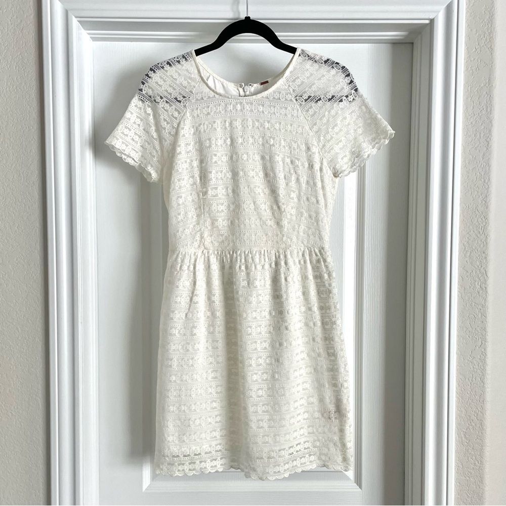 Free People Candy Ivory Lace Vintage Inspired Mini Dress - Picture 4 of 14